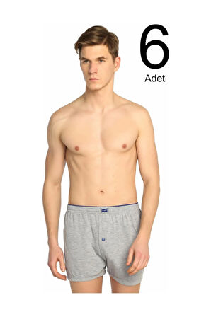 Penye Düğmeli Erkek Boxer 6'Lı Paket