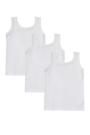 Tekkaplan 3lü Erkek Çocuk Pamuklu Askılı Sanforize Ribana Atlet