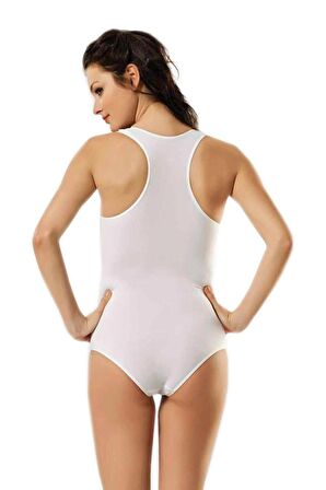 Gümüş 3lü Kadın Sporcu Kancalı Body Yüzücü Pamuklu Kadın Atlet