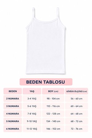 6lı Kız Çocuk İp Askılı Düz Atlet Pamuklu Rahat Kaliteli Ekonomik