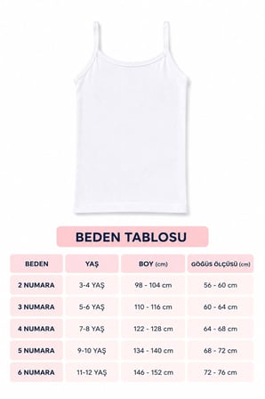 6lı Kız Çocuk İp Askılı Düz Atlet Pamuklu Rahat Kaliteli Ekonomik