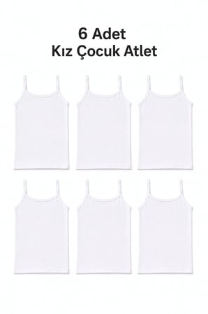 6lı Kız Çocuk İp Askılı Düz Atlet Pamuklu Rahat Kaliteli Ekonomik