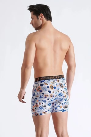 5li Erkek Boxer Desenli Likralı Pamuklu İç Çamaşırı  
