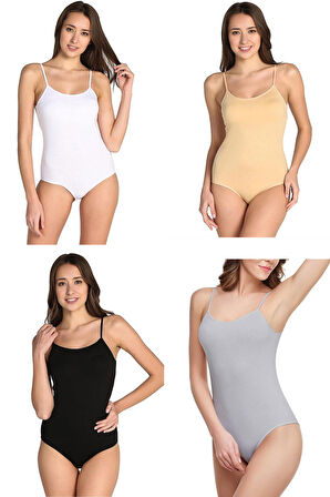 4lü Tutku Kadın Askılı Battal Kancalı Çıt Çıtlı Body Büyük Beden