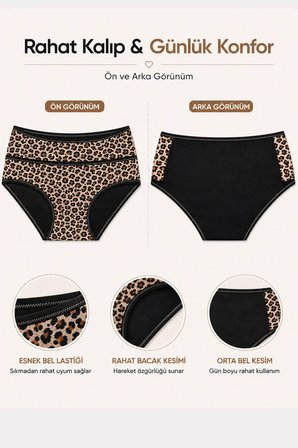 2li Kadın Leopar Bikini Yüksek Bel İnce Lastik Ekonomik
