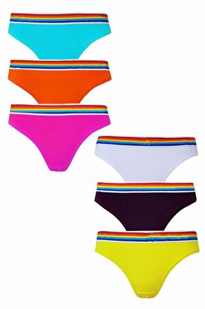 Kadın Rengarenk Bikini Külot Pamuklu İç Çamaşırı 6'lı Paket