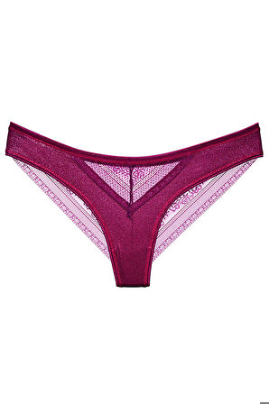 Kadın Önü Sim Baskılı Brazilian Külot Arkası Dantelli İz Yapmaz
