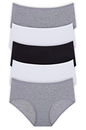 5li Kadın Büyük Beden Yüksek Bel Külot Pamuklu Battal İnce Lastik