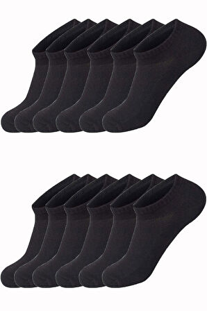 12li Kadın Erkek Görünmez Çorap Düz Renk Pamuklu Klimalı Ekonomik