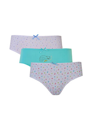 3lü Kız Çocuk Desenli Slip Külot İnce Lastikli Sevimli Rahat