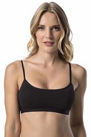 Kadın İp Askılı Büstiyer Sporcu Penye Yarım Atlet Sütyen Pedli