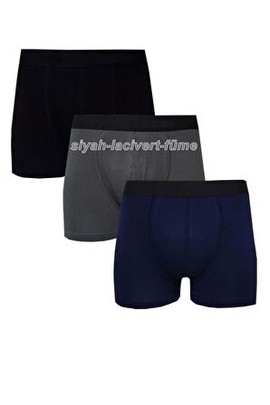 3lü Erkek Likralı Modal Boxer Düz Pamuklu Premium Kaliteli Külot