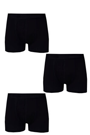 3lü Erkek Likralı Modal Boxer Düz Pamuklu Premium Kaliteli Külot