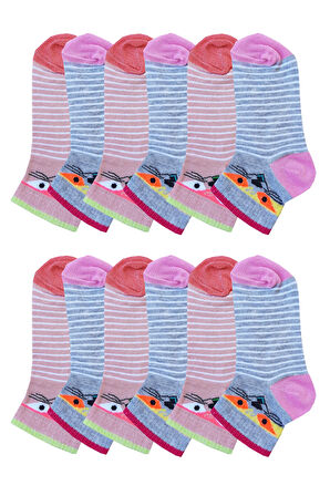 12li Kız Çocuk Patik Kısa Çorap Mevsimlik Pamuklu Çorap