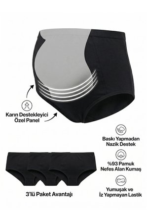 3lü Kadın Hamile Külot Rahat Ek Parçalı İnce Lastik Gebe Çamaşır