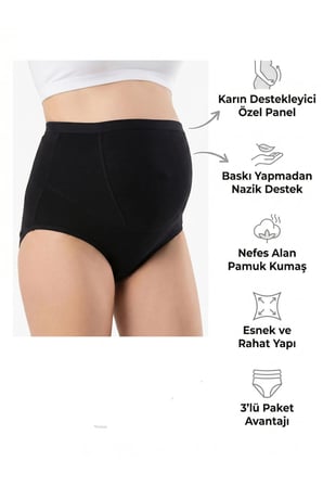 3lü Kadın Hamile Külot Rahat Ek Parçalı İnce Lastik Gebe Çamaşır