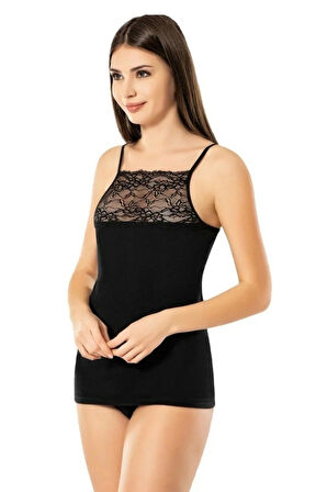 Kadın İp Askılı Geniş Dantelli Kadın Atlet Fanila 6033