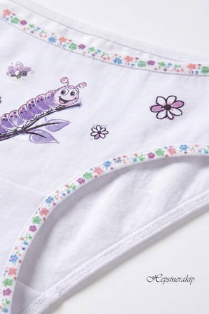 Tutku 6lı Kız Çocuk Baskılı Renkli Slip Külot Likralı