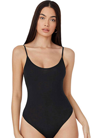 Kadın Modal Spagetti Askılı Kancalı  Bodysuit Tops Atlet Belinay0860