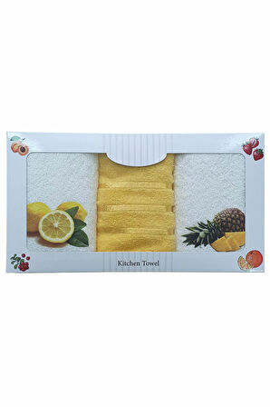 3 lü Meyve Baskılı %100 Pamuklu Mutfak Havlusu 30 x 50 Cm