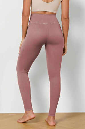 Kadın Yüksek Bel Fitilli Esnek Spor Tayt 4117