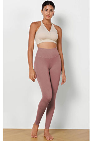 Kadın Yüksek Bel Fitilli Esnek Spor Tayt 4117