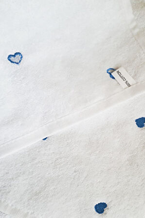 3 Parça Kalp Nakışlı Banyo Havlusu Takımı %100 Pamuklu Lovely Set