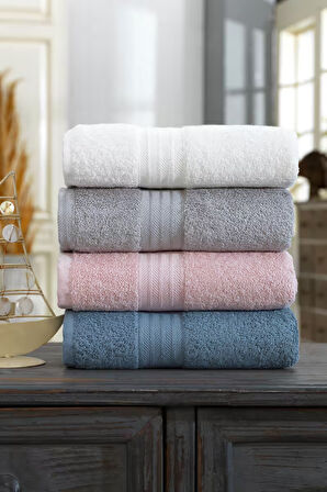 4 Lü El Yüz Havlu Seti %100 Pamuklu 50x85 Cm Mabel