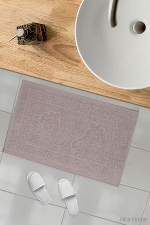 2 li Ayak İzli Banyo Ayak Havlusu %100 Pamuklu Renkli 50X70 Cm Menom