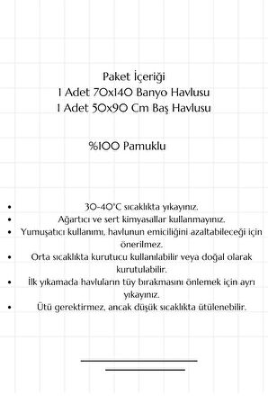 2 li Banyo Havlu Takımı %100 Pamuklu Dry Açık Gri