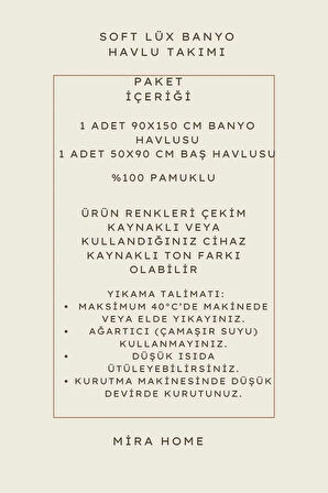 2 Parça %100 Pamuklu Soft Lüx Banyo Havlu Seti Kahve