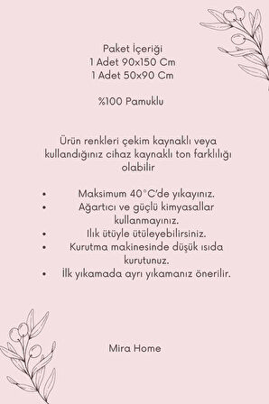 2 Parça %100 Pamuklu Banyo Havlu Seti Sultan İndigo