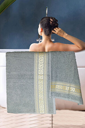 2 Parça Banyo Havlu Seti Helen %100 Pamuklu 70x140 cm
