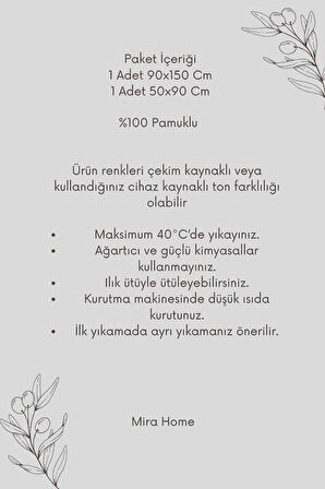 2 Parça Banyo Havlu Takımı %100 Pamuklu Çubuk Desen Mor