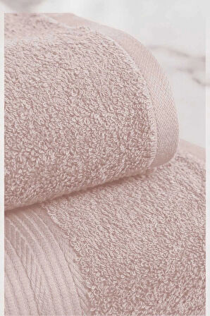 2 Parça Battal Lüks Premium Banyo Spa Havlu Takımı 90x170 Cm Pudra