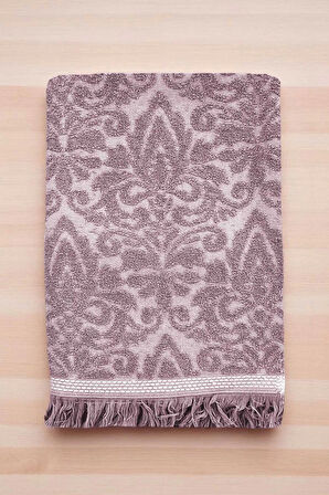 2 Parça Jakarlı Banyo Havlu Takımı %100 Pamuklu 90x150 Cm Arden Mor