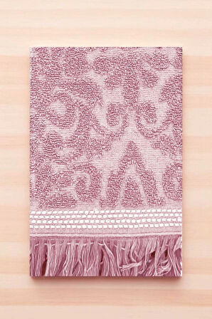 2 Parça Jakarlı Banyo Havlu Takımı %100 Pamuklu 90x150 Cm Arden Pembe