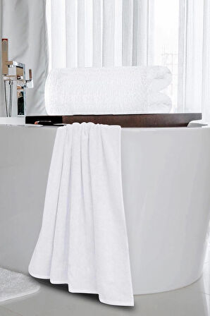 10 lu Otel Banyo Havlusu %100 Pamuklu 70X150 Cm Beyaz 20/2 Ring 600 Gr