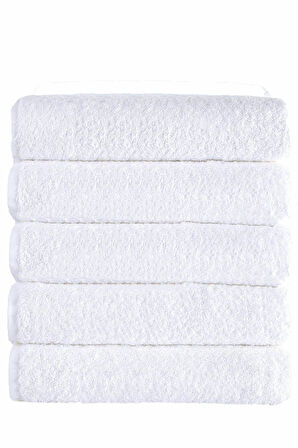 5 li Otel Banyo Havlusu Pamuklu 90X150 Cm Beyaz 16/1 Avs 580 Gr