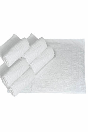 5 li Otel Ayak Havlusu Bukle Ayak İzli 50x70 Cm Beyaz 12/1 Avs 200 Gr