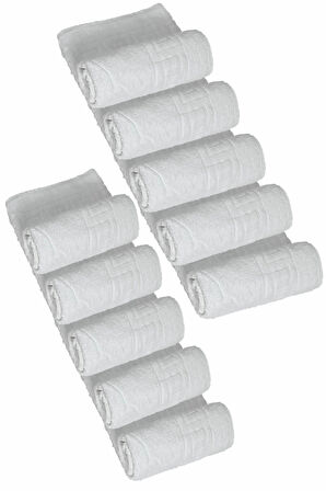 10 lu Otel Ayak Havlusu Bukle Ayak İzli 50x70 Cm Beyaz 12/1 Avs 200 Gr
