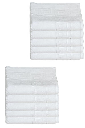 10 lu Otel Ayak Havlusu Bukle Ayak İzli 50x70 Cm Beyaz 16/2 Avs 250 Gr