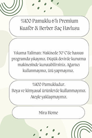 6’lı Premium %100 Pamuklu Kuaför & Berber Saç Havlusu 50X90 Cm