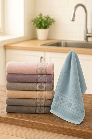6'lı Mutfak Havlusu Seti 30x50 cm %100 Pamuk Doku Yumuşak Clara