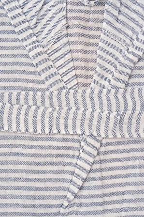 Kapşonlu Unisex Peştemal Plaj Bornozu %100 Pamuklu Seaside Stripe