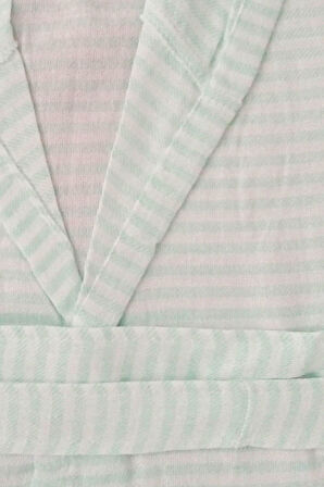 Kapşonlu Unisex Peştemal Plaj Bornozu %100 Pamuklu Seaside Stripe