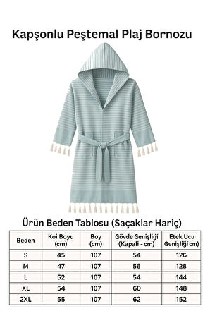 Kapşonlu Unisex Peştamal Plaj Bornozu  %100 Pamuklu Marelina Mavi