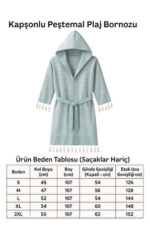 Kapşonlu Unisex Peştamal Plaj Bornozu  %100 Pamuklu Marelina Mavi