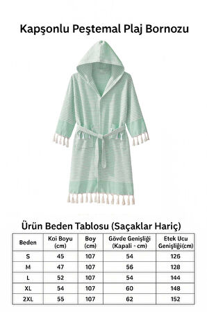 Kapşonlu Unisex Peştamal Plaj Bornozu  %100 Pamuklu Marelina Yeşil