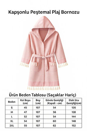 Kapşonlu Unisex Peştamal Plaj Bornozu  %100 Pamuklu Marelina Bordo